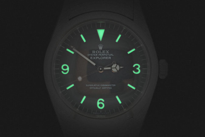 Ian Fleming's Rolex Wristwatch in the dark to show luminescent dial