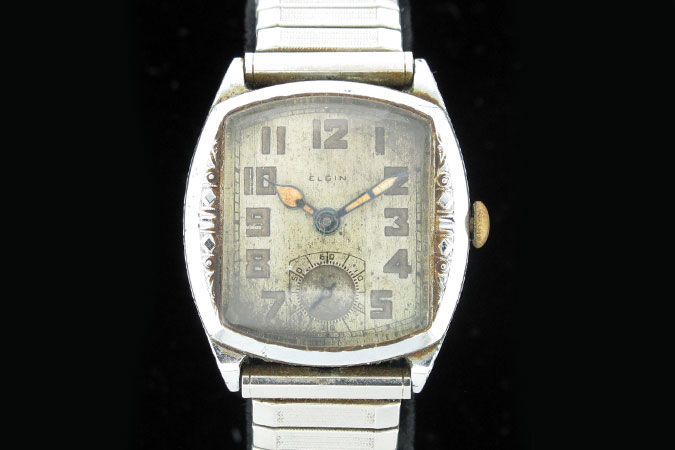 photograph of the front dial of Sgt. Israel S. Gockley's Wristwatch