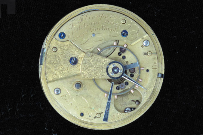 photo of the movement of Thomas Frederick Cooper's pocket watch